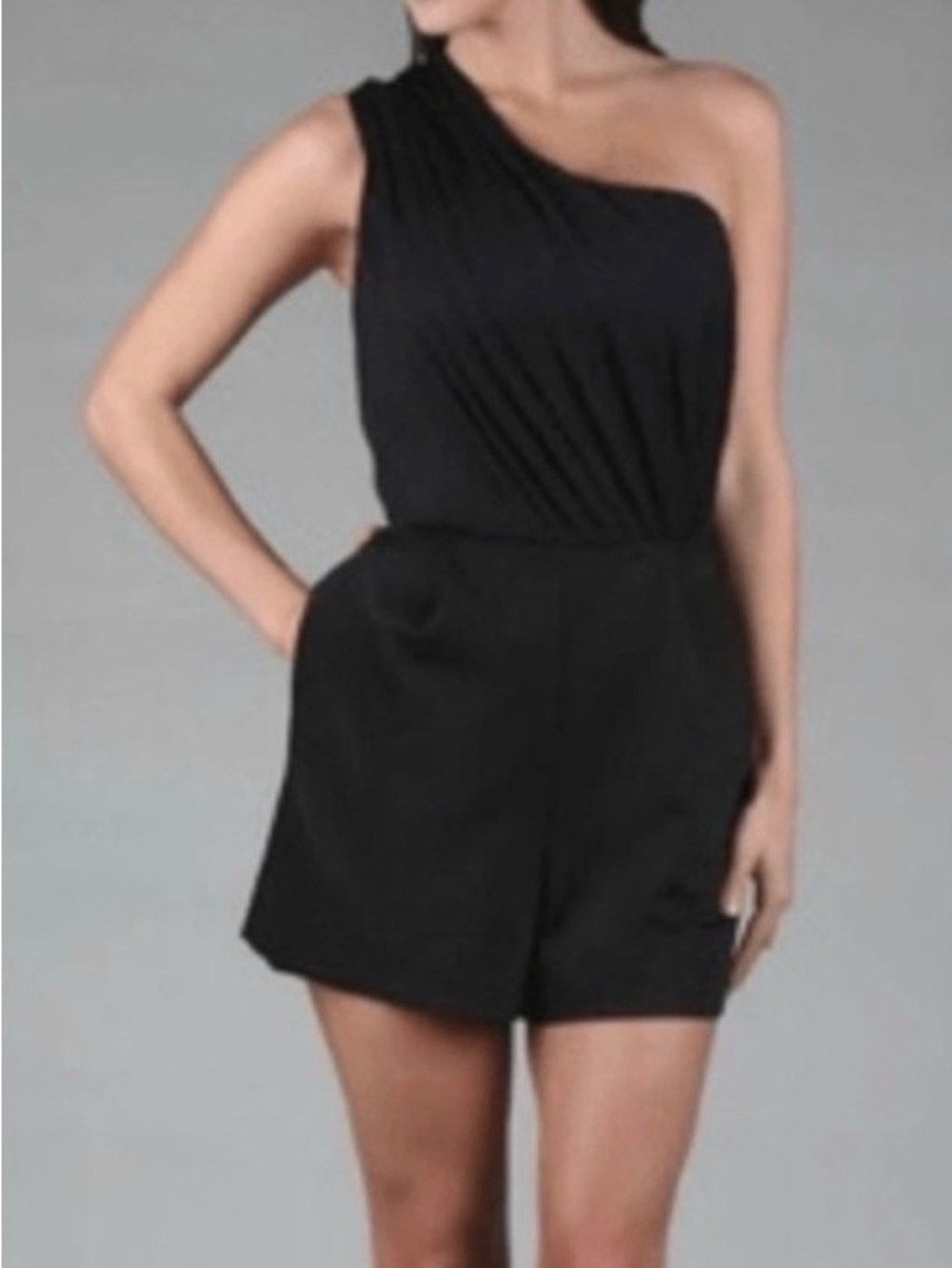 Black halo one shoulder romper new with tags size 10